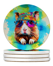 Load image into Gallery viewer, Hippie Animal Guinea Pig Large Sandstone Coasters Pack of 4