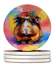 Load image into Gallery viewer, Hippie Animal Guinea Pig Large Sandstone Coasters Pack of 4