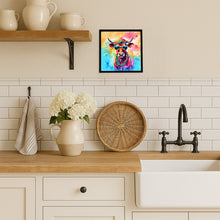 Load image into Gallery viewer, Hippie Animal Cow Framed Metal Print