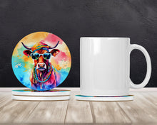 Load image into Gallery viewer, Hippie Animal Cow Large Sandstone Coasters Pack of 4
