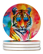 Load image into Gallery viewer, Hippie Animal Bengal Tiger Large Sandstone Coasters Pack of 4