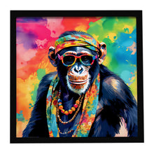 Load image into Gallery viewer, Hippie Animal Chimpanzee Framed Metal Print