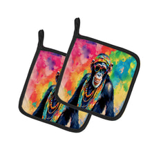 Load image into Gallery viewer, Hippie Animal Chimpanzee Pot Holders - Set of 2 Decorative Kitchen Helpers | Made in the USA