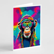 Load image into Gallery viewer, Hippie Animal Chimpanzee Greeting Cards - Blank Note Cards – 8-Pack of Artist-Designed Cards with Envelopes