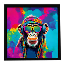 Load image into Gallery viewer, Hippie Animal Chimpanzee Framed Metal Print