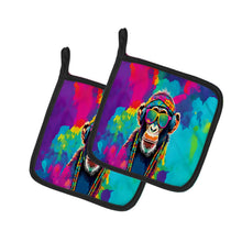 Load image into Gallery viewer, Hippie Animal Chimpanzee Pot Holders - Set of 2 Decorative Kitchen Helpers | Made in the USA