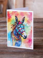 Load image into Gallery viewer, Hippie Animal Donkey Greeting Cards - Blank Note Cards – 8-Pack of Artist-Designed Cards with Envelopes