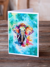 Load image into Gallery viewer, Hippie Animal Elephant Greeting Cards - Blank Note Cards – 8-Pack of Artist-Designed Cards with Envelopes