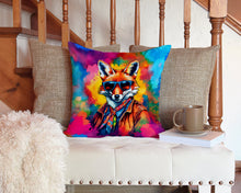 Load image into Gallery viewer, Hippie Animal Fox Throw Pillow - 14x14 Decorative Pillow – Art for Your Home &amp; Patio