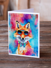 Load image into Gallery viewer, Hippie Animal Fox Greeting Cards - Blank Note Cards – 8-Pack of Artist-Designed Cards with Envelopes