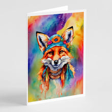 Load image into Gallery viewer, Hippie Animal Fox Greeting Cards - Blank Note Cards – 8-Pack of Artist-Designed Cards with Envelopes
