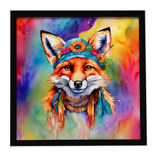 Load image into Gallery viewer, Hippie Animal Fox Framed Metal Print