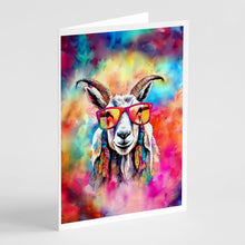 Load image into Gallery viewer, Hippie Animal Goat Greeting Cards - Blank Note Cards – 8-Pack of Artist-Designed Cards with Envelopes