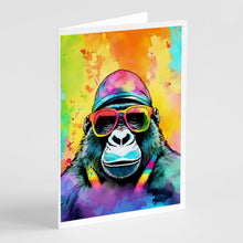 Load image into Gallery viewer, Hippie Animal Gorilla Greeting Cards - Blank Note Cards – 8-Pack of Artist-Designed Cards with Envelopes