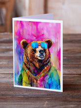 Load image into Gallery viewer, Hippie Animal Grizzly Bear Greeting Cards - Blank Note Cards – 8-Pack of Artist-Designed Cards with Envelopes