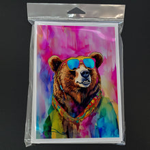 Load image into Gallery viewer, Hippie Animal Grizzly Bear Greeting Cards - Blank Note Cards – 8-Pack of Artist-Designed Cards with Envelopes