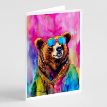 Load image into Gallery viewer, Hippie Animal Grizzly Bear Greeting Cards - Blank Note Cards – 8-Pack of Artist-Designed Cards with Envelopes