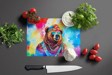 Load image into Gallery viewer, Hippie Animal Grizzly Bear Glass Cutting Boards – Durable, Decorative Kitchen Art