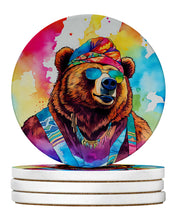 Load image into Gallery viewer, Hippie Animal Grizzly Bear Large Sandstone Coasters Pack of 4