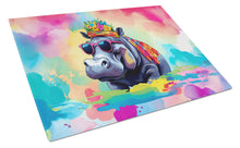 Load image into Gallery viewer, Hippie Animal Hippopotamus Glass Cutting Boards – Durable, Decorative Kitchen Art