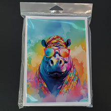 Load image into Gallery viewer, Hippie Animal Hippopotamus Greeting Cards - Blank Note Cards – 8-Pack of Artist-Designed Cards with Envelopes