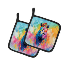 Load image into Gallery viewer, Hippie Animal Hippopotamus Pot Holders - Set of 2 Decorative Kitchen Helpers | Made in the USA