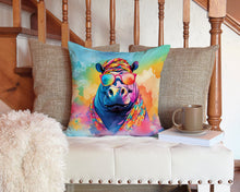 Load image into Gallery viewer, Hippie Animal Hippopotamus Throw Pillow - 14x14 Decorative Pillow – Art for Your Home &amp; Patio