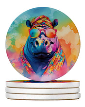 Load image into Gallery viewer, Hippie Animal Hippopotamus Large Sandstone Coasters Pack of 4