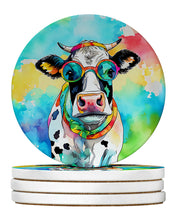 Load image into Gallery viewer, Hippie Animal Cow Large Sandstone Coasters Pack of 4