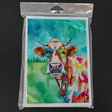Load image into Gallery viewer, Hippie Animal Cow Greeting Cards - Blank Note Cards – 8-Pack of Artist-Designed Cards with Envelopes