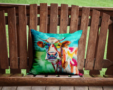 Load image into Gallery viewer, Hippie Animal Cow Throw Pillow - 14x14 Decorative Pillow – Art for Your Home &amp; Patio