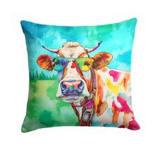 Load image into Gallery viewer, Hippie Animal Cow Throw Pillow - 14x14 Decorative Pillow – Art for Your Home &amp; Patio
