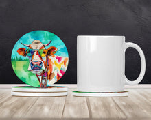 Load image into Gallery viewer, Hippie Animal Cow Large Sandstone Coasters Pack of 4