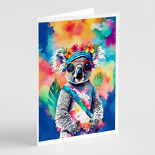 Load image into Gallery viewer, Hippie Animal Koala Greeting Cards - Blank Note Cards – 8-Pack of Artist-Designed Cards with Envelopes