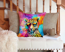 Load image into Gallery viewer, Hippie Animal Leopard Throw Pillow - 14x14 Decorative Pillow – Art for Your Home &amp; Patio