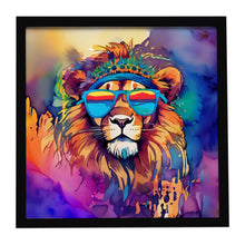 Load image into Gallery viewer, Hippie Animal Lion Framed Metal Print