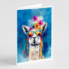 Load image into Gallery viewer, Hippie Animal Llama Greeting Cards - Blank Note Cards – 8-Pack of Artist-Designed Cards with Envelopes