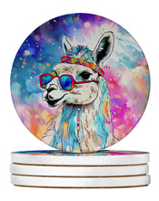 Load image into Gallery viewer, Hippie Animal Llama Large Sandstone Coasters Pack of 4