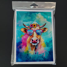 Load image into Gallery viewer, Hippie Animal Malvi Cow Greeting Cards - Blank Note Cards – 8-Pack of Artist-Designed Cards with Envelopes