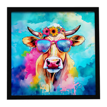 Load image into Gallery viewer, Hippie Animal Malvi Cow Framed Metal Print