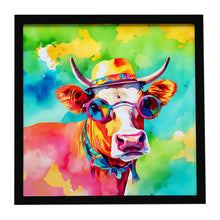 Load image into Gallery viewer, Hippie Animal Malvi Cow Framed Metal Print