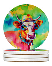 Load image into Gallery viewer, Hippie Animal Malvi Cow Large Sandstone Coasters Pack of 4