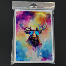 Load image into Gallery viewer, Hippie Animal Moose Greeting Cards - Blank Note Cards – 8-Pack of Artist-Designed Cards with Envelopes