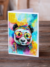 Load image into Gallery viewer, Hippie Animal Panda Greeting Cards - Blank Note Cards – 8-Pack of Artist-Designed Cards with Envelopes