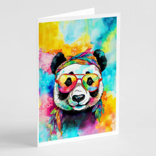 Load image into Gallery viewer, Hippie Animal Panda Greeting Cards - Blank Note Cards – 8-Pack of Artist-Designed Cards with Envelopes