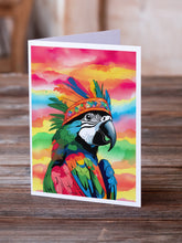 Load image into Gallery viewer, Hippie Animal Parrot Greeting Cards - Blank Note Cards – 8-Pack of Artist-Designed Cards with Envelopes