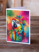 Load image into Gallery viewer, Hippie Animal Parrot Greeting Cards - Blank Note Cards – 8-Pack of Artist-Designed Cards with Envelopes