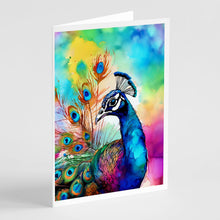 Load image into Gallery viewer, Hippie Animal Peacock Greeting Cards - Blank Note Cards – 8-Pack of Artist-Designed Cards with Envelopes