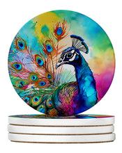 Load image into Gallery viewer, Hippie Animal Peacock Large Sandstone Coasters Pack of 4