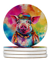 Load image into Gallery viewer, Hippie Animal Pig Large Sandstone Coasters Pack of 4